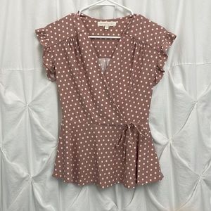 Pink and White Polka Dot Top